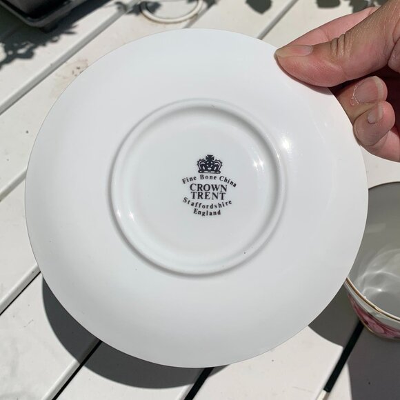 Vintage Crown Trent Staffordshire England Teacup & Saucer 2pc Set NWOT - Picture 7 of 10